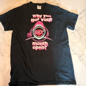 Cheer Extreme SSX 2013 Black Tee with Pink Shark Mouth Graphic